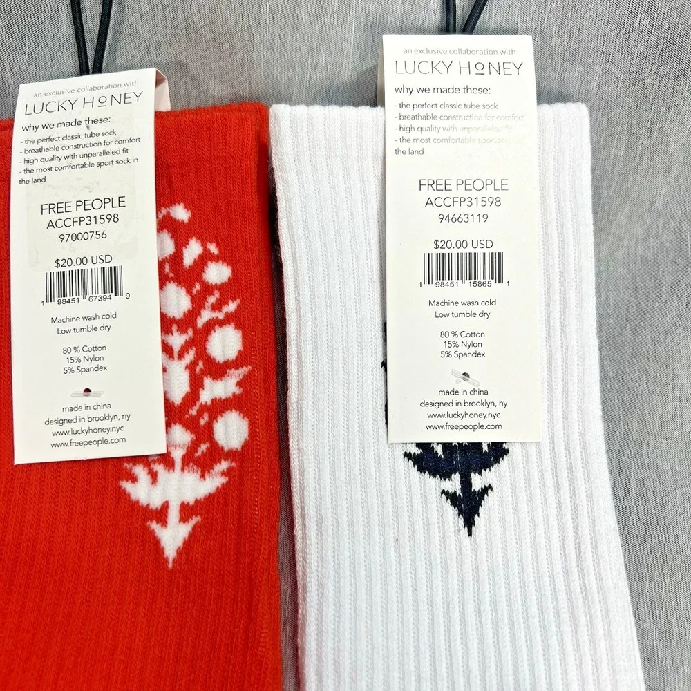 4 pair Free People FP Movement‎ Last Lap Tube Socks Lucky Honey women's NWT $78